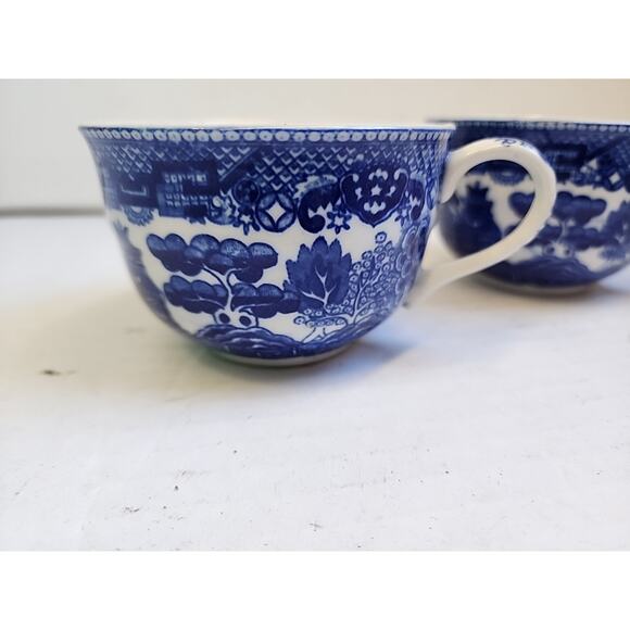 Vintage Blue &White Japanese Tea Cups Set of 2 Made In Japan Interior Printed - Picture 16 of 16